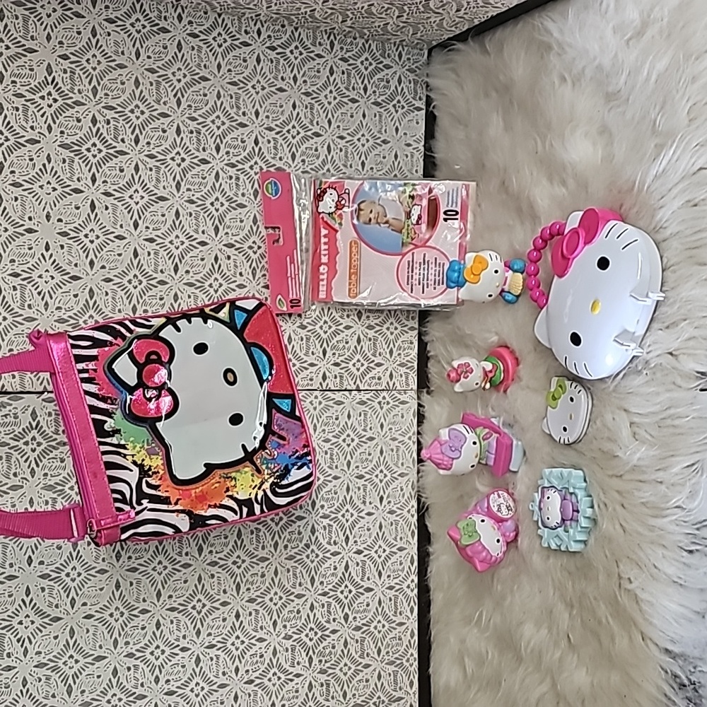 Hello Kitty bundle figurines storage containers small tote